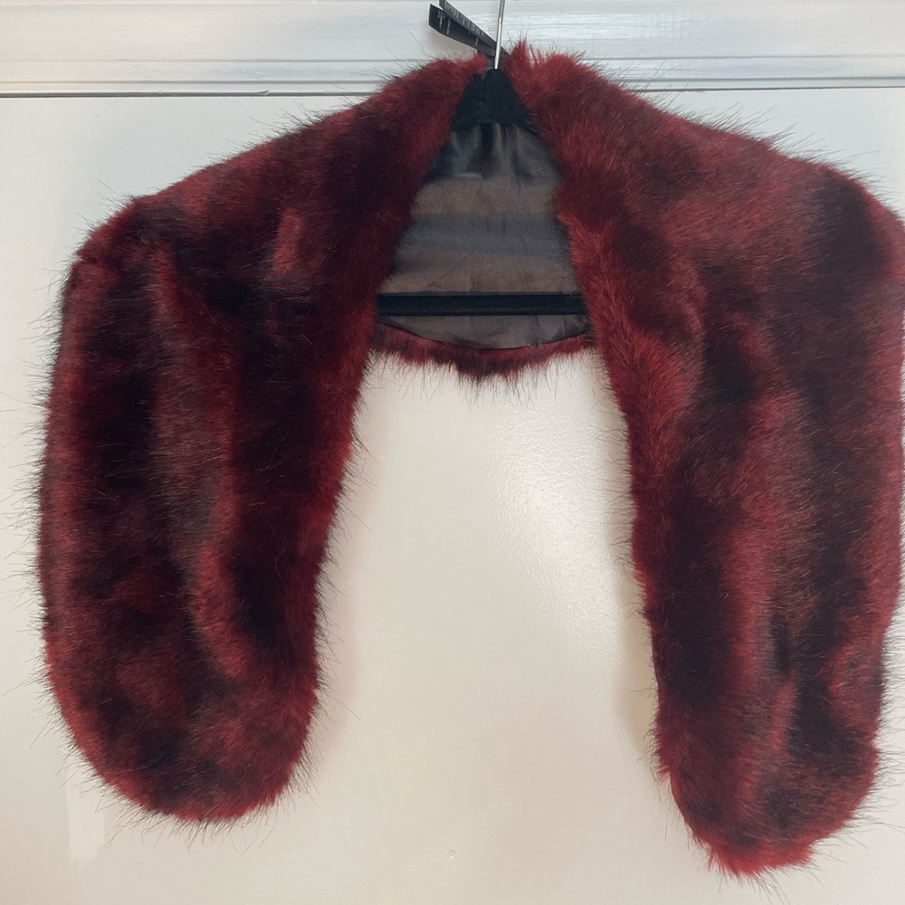 Forever 21 Deep Red Faux Fur Wrap